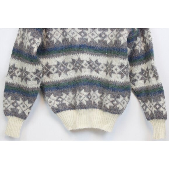VTG 80s Hilda Ltd Wool Sweater sz M Iceland Thick Warm Winter Snowflake Blue - Picture 4 of 9